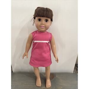 Vtg 1996 FCM Fibre Craft "Emma" Brunette Doll w/Original Dress 18"
